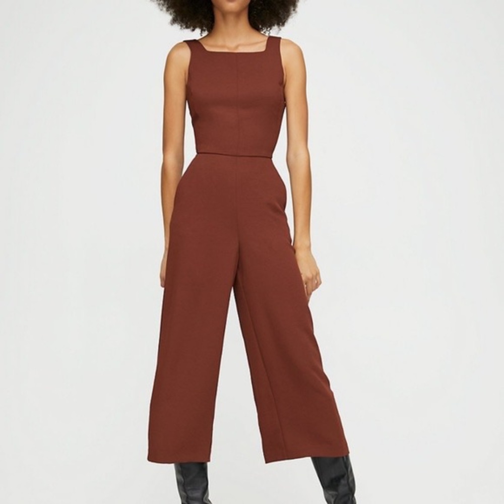 COPY - Aritzia Wilfred Ecoulement Jumpsuit - cocoa brown